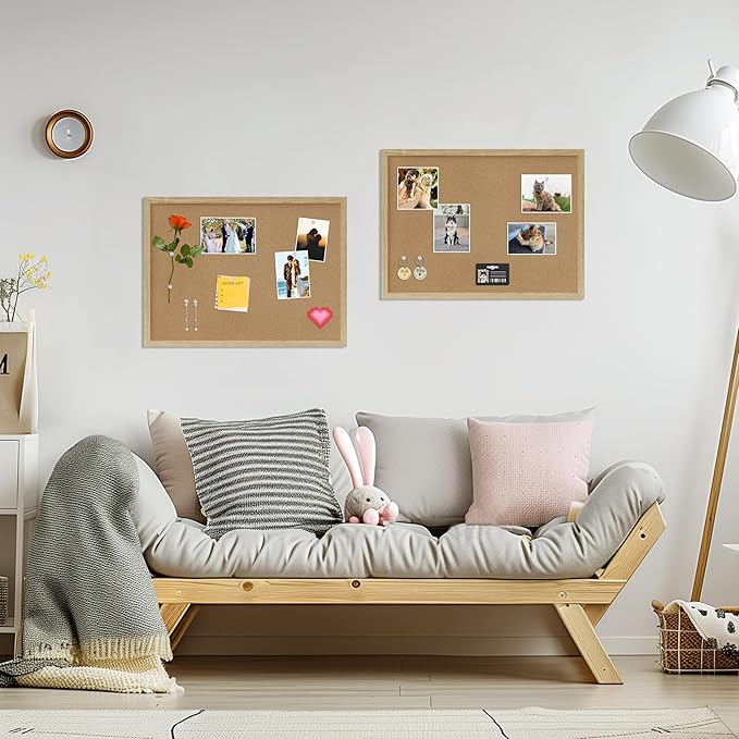 DAHAPYBOO Cork Board Bulletin Board,23x17 Cork Board for Office with Pin Oak Wood Boards,Message Board or Vision Board Decoration.Board Wood 1Pack