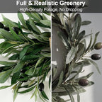 2 Pack 24" Artificial Olive Swag, Full Greenery Swag with Easy-Hang Burlap Bow, Flexible Realistic Olive Branch Wreath for Front Door, Wedding Arch, Wall, Farmhouse Home Decor