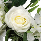 TITA-DONG 25.6inch Artificial Rose Peony Flower Swag, Front Door Peony Floral Arch Garland Swag Hydrangeas Eucalyptus Leaves Wreath for Wedding Arch Front Door House Wall Decoration(White)