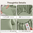 California Design Den Hotel Quality Full Size Sheets Set - Luxury 600 Thread Count Sateen, Natural 100% Cotton Bed Sheets, Fully Elasticized Deep Pockets, Crisp, Cool and Durable - Laurel Green