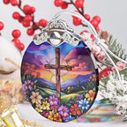Religious Christmas Ornaments, Christmas Tree Decoration, Holiday Ornament, Christian Home Decor, Gift Exchange, Gift Idea - Cross Spring Flower