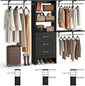 8FT Closet System, 96'' Closet Organizer System with 3 Hanging Rods, Wall Mount Bedroom Wardrobe with 3 Drawers Walk-in Closet, Adjustable Cloth Garment Rack from 5 to 8FT (Cut to Fit), Black