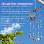 Crystal Dream Catchers Tree of Life Dream Catcher Wall Decor with Healing Crystal Stone & Fluorite Dream Catcher Crystals for Windows for Bedroom Home Decor Wedding Garden-Colorful