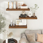 Venusmiles Floating Shelves for Wall, 30" W x 12" D x 2" H, 2 Pack of Long Wall Mounted Engineered Wood Shelves with Invisible Brackets for Living Room, Bedroom, Bathroom, Kitchen Decor, Brown