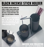 2 in 1 Incense Burner Holder for Sticks,Glass Incense Holder with Storage,Upside Down Incense Holder for Sticks with Glass Ash Catcher for Meditation Yoga Spa Room Home Decor[Full Black]