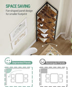 Hzuaneri Corner Shelf Stand, Corner Bookshelf, Plant Shelf, Corner Display Rack, Standing Shelf with Metal Frame for Living Room, Bathroom, Kitchen, Industrial Style, 6 Tier Rustic Brown CS06601B