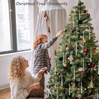 12pcs Crystal Icicle Christmas Tree Ornaments, Glass Beads Hanging Chandelier Pendants for Christmas Party Wedding Winter Decorations (Crystal AB)