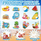 Sintuff 36 Pieces Summer Tree Ornaments Beach Wooden Hanging Ornaments Summer Tree Decorations Hawaiian Pendant Watermelon Flamingo Decorations for Luau Seaside Party Supplies