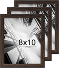 KTKDE 8x10 Picture Frame Set of 3,Walnut Wooden frames, Vertical & Horizontal Wall Hanging for Wall or Tapletop Display,Studio Gallery Photo Frame for Photos, Posters & Art Prints