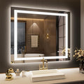LOAAO 30"x38" LED Bathroom Mirror with Lights, Anti-Fog, Dimmable, Backlit + Front Lit, Lighted Bathroom Vanity Mirror for Wall, Memory Function