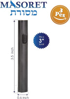 3-Piece Aluminum Door Mezuzah Cases: Special Profile, No Holes, 3-Inch 7cm Hebrew Parchment Scroll Holder Boxes