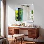 BONEWEI White Bathroom Mirror,36x40 inch Wall Mirror for Bathroom Wall Mounted,Rectangle Mirror for Bathroom Over Sink,Modern Frame Round Corner for Living Room,Bedroom Entryway,Horizontal/Vertical