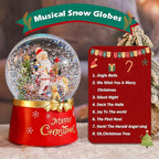 Christmas Snow Globe Musical Santa Claus with Presents Xmas Tree Red Water Snow Globes LED Light Change Music Box Home Christmas Decor for Kids Santa Snow Globes