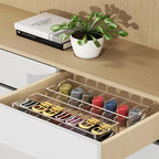 Acrylic Belt Organizer with Dust Cover – Clear Belt Storage Box for Closet or Drawer, Belt and Tie Display Holder Case with 7 Compartments for Men and Women