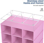 Libeder Hanging Closet Organizers 30 Section Shoe Shelves, Shoe Storage Hanging Shoe Rack, Space Saving Shoe Holder, Pink
