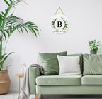 Monogram Letter B Wreaths for Front Door Wreath Wooden Welcome Sign for Front Door Decor Floral Family Last Name Initial House Warming Spring Summer Porch Rustic Wall Home Kitchen Boho Decorations