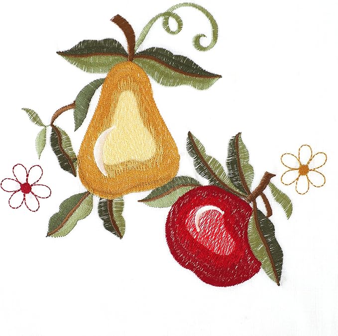 Ergode Ambrosia Embellished Tier & Swag Set | Realistic Fruit Print | Elegant Decorative Accents | Easy Installation | 58x24