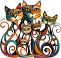 Wesiti Cat Wall Art Decor Iron Wall Sculptures Decor for Cats Lover 12.3 x 13 Inches Colorful Retro Mid Century Cat Signs for Home Living Room Bedroom Kitchen Office
