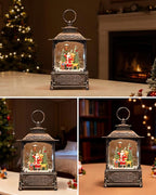 Christmas Snow Globes Light up Snowglobes Christmas Lantern with 8 Songs, 10.43" Christmas Snow Globes for kids adults, 6H Timer & Dual Power, Lighted Christmas Decorations Indoor, Gifts for Women Men