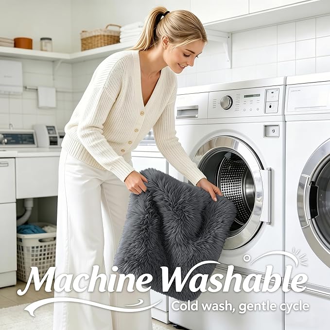 OLANLY 4x10 Area Rugs for Living Room Bedroom, Machine Washable Soft Fluffy Shaggy Bedside Rug, Indoor Floor Carpet for Kids Girls and Boys, Dorms, Nursery Rooms, Home Decor Aesthetic, Grey
