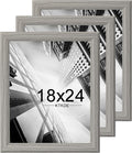 KTKDE Studio Gallery 18x24 Select Poster Frame Set of 3, Grey Wooden frames Display Poster, Posters & Art Prints for Artwork Wall Vertical or Horizontal Display best gift
