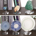 Hipiwe Clear Acrylic Display Stand Holder with Adjustable Metal Arms Display Easel Stands for Gemstones Fossils Minerals Agate Slabs Plates Crystals Saucers Collectibles, 2.4x2.4x4.1 inch