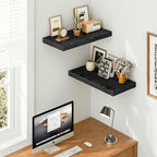 Vivelove Black Floating Shelves 24 Inches Wide, 12" Deep Wall Shelves for Bedroom, Bathroom, Living Room, Kitchen, Office, Rustic Home Decor Shelf with Invisible Brackets, 23.6X12X 1.5, Set of 2