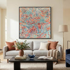 Extra Large Framed Colorful Abstract Wall Art for Living Room, Oversized Square Modern Canvas Prints Paintings, Minimalist Multicolor Big Pictures for Bedroom Dining Hallway Office Wall Decor 40x40 In