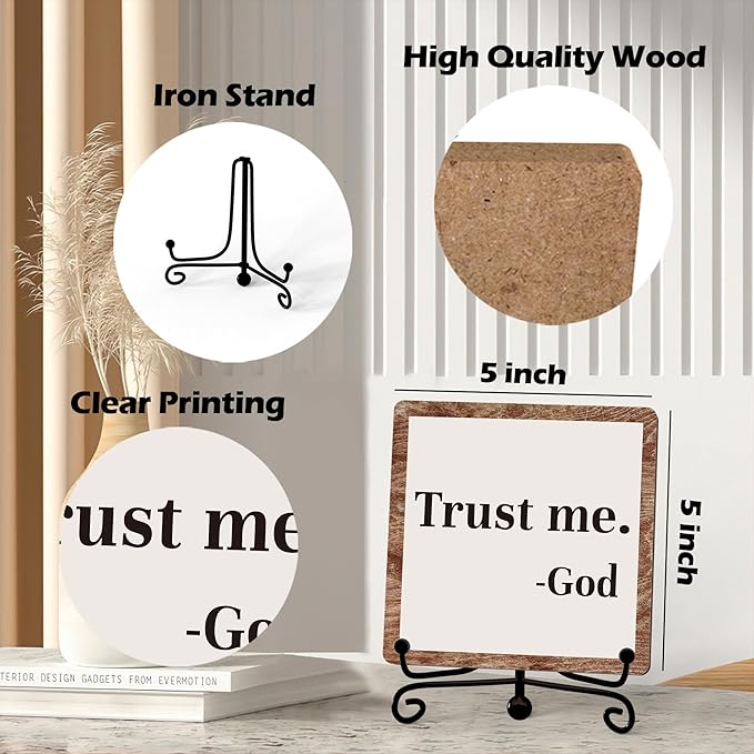 Home Decor, Farmhouse Shelf Decor For Living Room, Boho Aesthetic Table Decorations, Christian Gifts For Women Men, Entryway Tv Stand Fireplace Mantle Coffee Table Decoration (trust-04)