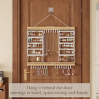 Large Rotating Hanging Jewelry Organizer, 5-Tier Wall Mounted Earring Holder for 180 Pairs, Jewelry Rack for Earrings, Necklaces, Bracelets & Rings, Necklaces, Bracelets & Rings, for Girls, White