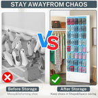 40-Pocket Over the Door Shoe Organizer - Large Mesh Pocket Hanging Shoe Organizer,Behind the Door Shoes Storage Holder Hanger