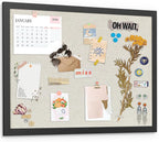 AKTOP Cork Board Bulletin Board with Linen 18" X 24", Large Framed Corkboard for Wall, Hanging Pin Board Picture Board for Home Office Decor, Cute Vision Board with Pushpins (Vintage Black)