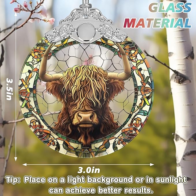Cattle Stained Glass Orament - Christmas Ornament - Christmas Decorations for Tree - Holiday Present ldeas - Gift Exchange