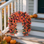 Fall Artificial Flowers for Outdoors Decoration, 2PCS Fake Hanging Plants Faux Realistic Silk Morning Glory Long Vines UV Resistant for Autumn Outdoor Porch Patio Balcony Yard Planter, Brown