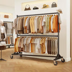 HOKEEPER Z Rack for Clothing Heavy Duty Clothes Rack Hold 550 LBS Commercial Garment Rack with Wheels Rolling Portable Z Base for Bedroom, Living Room, Laundry, Black, 22.8" D x 62.6" W x 87.8" H