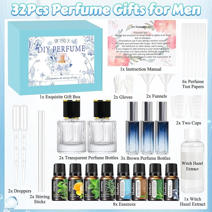 Perfume Making Kit- DIY Perfume Making for Men, Make Your Own Scent with Essential Oil, Spray Bottle, Men Fragrance Maker, Scent Set, Fragrance Gifts for Women Girls Boyfriend