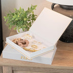 Decorative Books with Storage (Gray/Beige) – Set of 2 Faux Linen Book Boxes with Gold Stamped Covers – Enhance Your Coffee Table, Bookshelf Decor – Hidden Storage for Photos, Keepsakes, and Jewelry