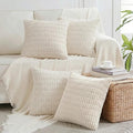 Fancy Homi 4 Packs Decorative Throw Pillow Covers for Living Room Couch Bed, Modern Farmhouse Boho Home Décor Accent Cushion Case, 22" x 22", Cream