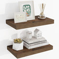 Acovy 16 Inch Floating Shelves, 16"x9.25"x1.5" Inch Deep Floating Shelves for Wall, Wooden Shelves for Bathroom, Bedroom, Living Room, Brown, 2 Pieces