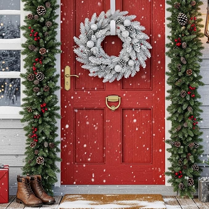 LEIFIDE 4 Pcs Width Adjustable Wreath Hanger for Front Door 1.5-3.78" Large Over the Door 4th of July Decoration Hook 20 Lbs Capacity(White)