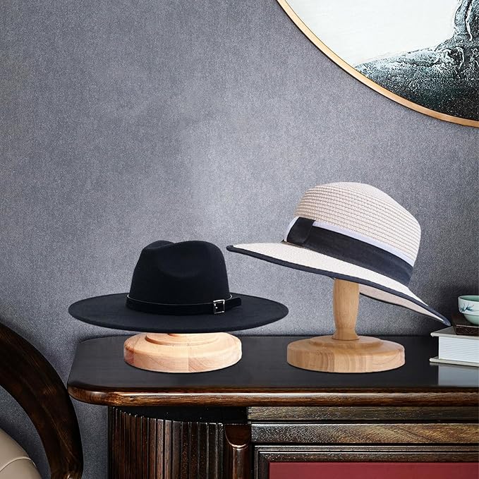 CHADWICK Vintage Style Hat Rack Stand, Light Wooden Hat Display Stand, Hat Organizer and Display Rack, Wig Holder Cowboy Hat Rack for Closet, Home Decor