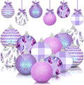 Zhanmai 12 Pcs Spring Balls Ornaments Butterfly Ball Hanging Decorations Lavender Flower Theme Ball Decorations for Holiday Easter Home Party Favors Decor(Spring)