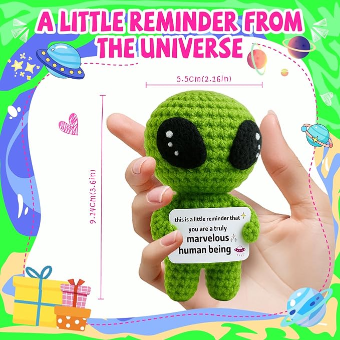 MAMAGIFTREE You are a Truly Marvelous Human Being Crochet Alien – Funny Handmade Gift for Friend, Coworker, Women, Men, Graduation Birthday