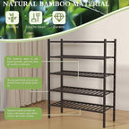 5 Tier Bamboo Shoe Rack for Closet Free Standing Wood Shoe Shelf for Entryway Small Space Stackable 27"x11"x33" (Brown)