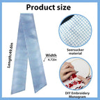 Baby Shower Wreath Sash for Front Door, Blue White Seersucker Sash Blue Buffalo Plaid Wreath Accessories for Home Birthday Christmas Decorations