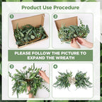 2 Floral Swag for Front Door 24" Greenery Teardrop Swag Eucalyptus Swag Summer Wreath with Eucalyptus Olives Leaves Mixed Berry for Wedding Arch Party Wall Home Garden Decor