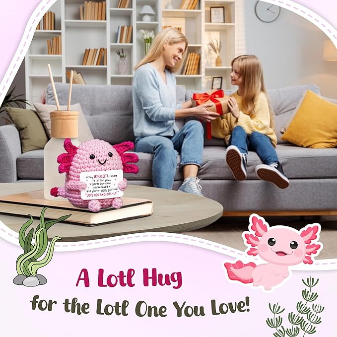 OASSIE Kindergarten Graduation Gifts for Kids - Positive Crochet Animals Axolotl - 6 7 8 9 10 11 12 Years Old Inspirational Birthday Preschool Teen Girl Gifts Trendy Stuff for Kids Teens