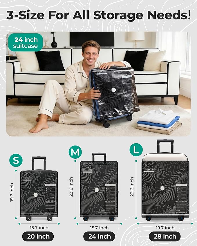 BAGSMART Travel Vacuum Seal Bags with Pump, Jumbo Vacuum Storage Bags for Clothes Blankets Comforters, Space Saver Bags for Travel, Compression Bags for Seasonal Storage-Graphite Ridge