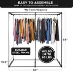 HOLDN’ STORAGE Portable Wardrobe Closet - 65 lb Large Capacity, Internal Heavy Duty Metal Rod, Zipper & Clear Window, Durable Clothes Organizer, Tool-Free Easy Assembly, Beige Canvas Cover