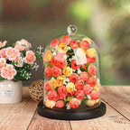 JUXYES Glass Display Dome Cloche with Wood Base, Clear Glass Dome Cloche Bell Sphere Jar Snow Globe Kit, Snowglobe Cloche Bell Jar Display for Fairy Light Plant Collectible Figures